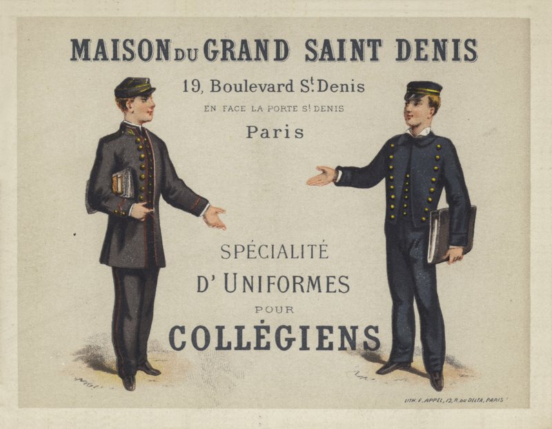 Mundury dla francuskich Collegiens, reklama Maison du Grand Saint Dennis autorstwa French School