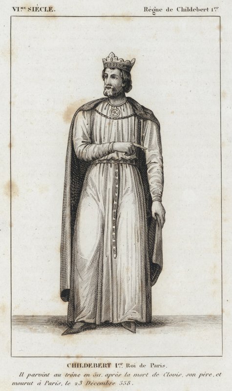 VI wiek, panowanie Childeberta I, Childeberta I, króla Paryża (rycina) autorstwa French School