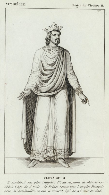 VI wiek, panowanie Chlotara II, Chlotera II (rycina) autorstwa French School