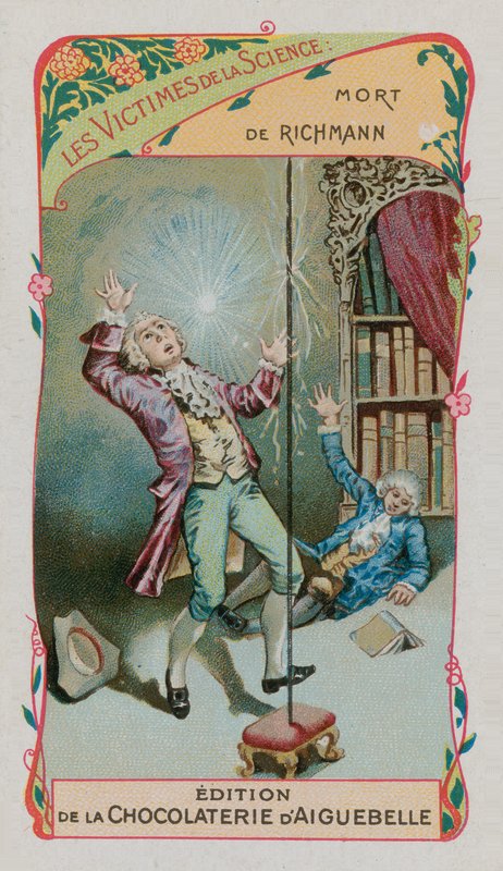 Ofiary nauki: śmierć Georga Wilhelma Richmanna, niemieckiego fizyka (1711-1753) autorstwa French School
