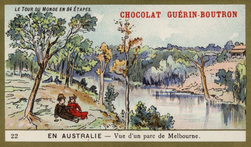 Widok na park w Melbourne, Australia (chromolitho) autorstwa French School