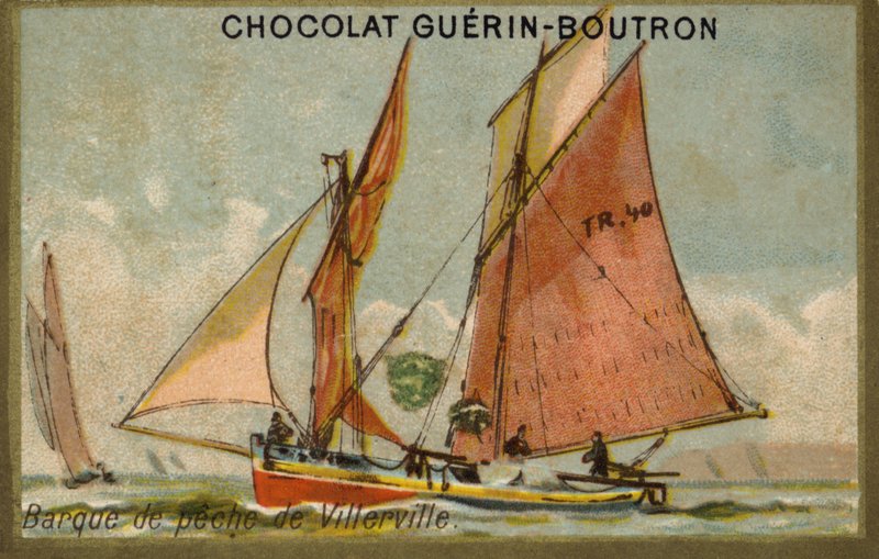 Łódź rybacka Villerville (chromolitho) autorstwa French School