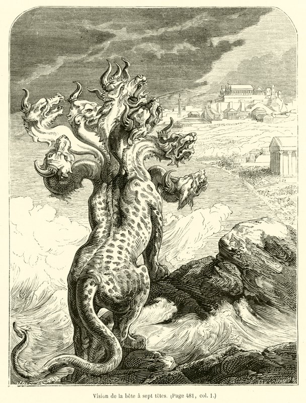 Vision de la bete a sept tetes (grawerunek) autorstwa French School