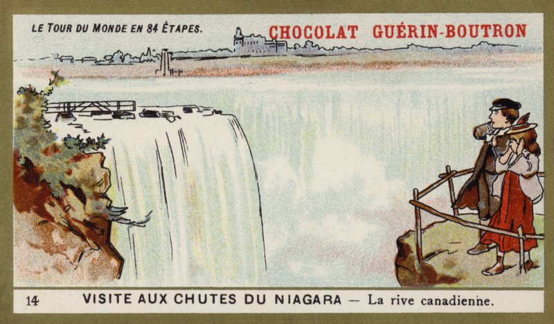 Wizyta w wodospadzie Niagara – po stronie kanadyjskiej (chromolitho) autorstwa French School