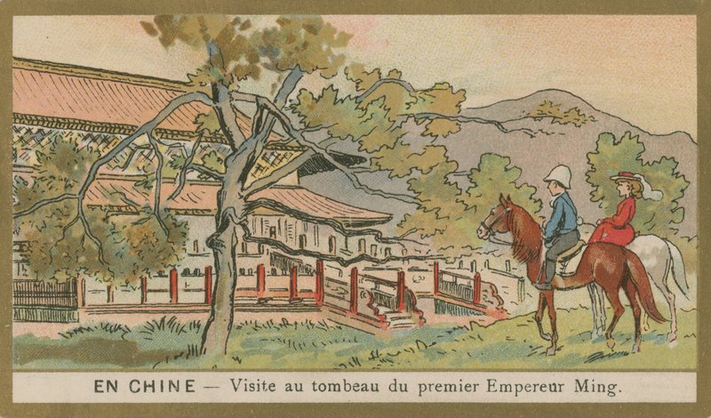 Zwiedzanie grobowca pierwszego cesarza Ming w Chinach autorstwa French School