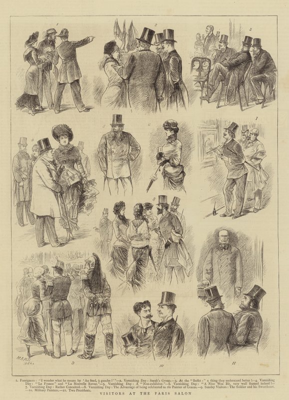 Zwiedzający w Salonie Paryskim (grafika) autorstwa French School