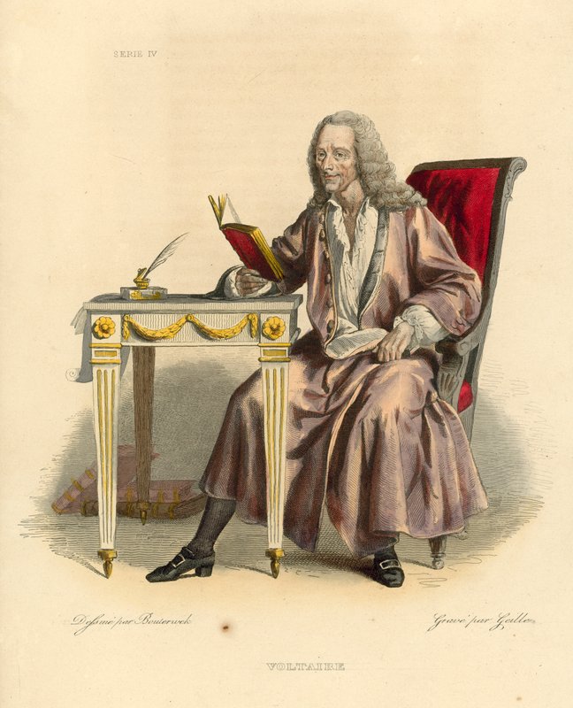 Voltaire (kolorowy grawer) autorstwa French School