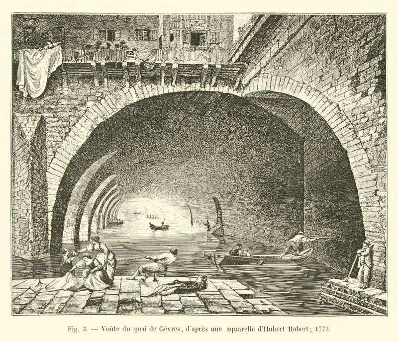 Sklepienie Quai de Gesvres, według akwareli Huberta Roberta; 1773 autorstwa French School