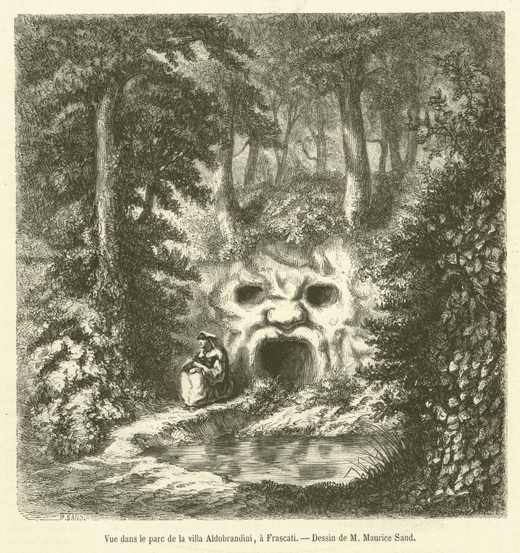 Widok w parku Villa Aldobrandini, we Frascati (grafika) autorstwa French School