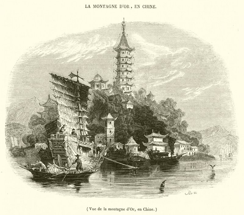 Widok Złotej Góry, Chiny (grafika) autorstwa French School