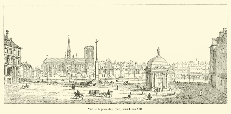 Widok na Place de Greve pod Ludwikiem XIII autorstwa French School