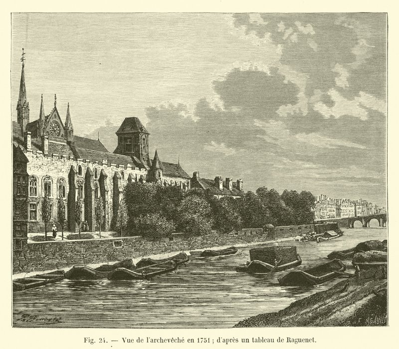 Widok archidiecezji w 1751 r.; po obrazie Raguenet autorstwa French School
