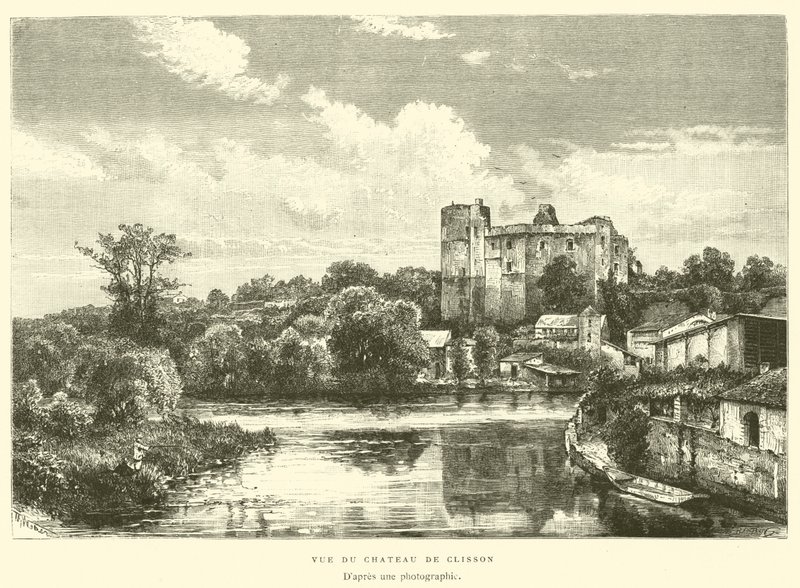 Widok na Chateau de Clisson (rycina) autorstwa French School