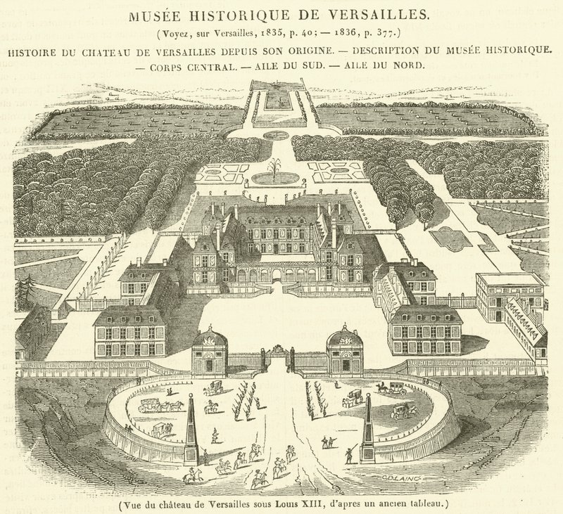 Widok Pałacu Wersalskiego za Ludwika XIII (rycina) autorstwa French School