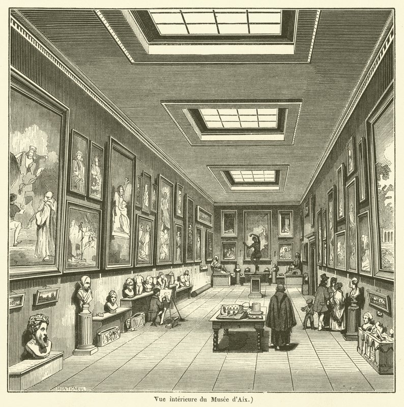 Widok wnętrza Muzeum Aix (grafika) autorstwa French School