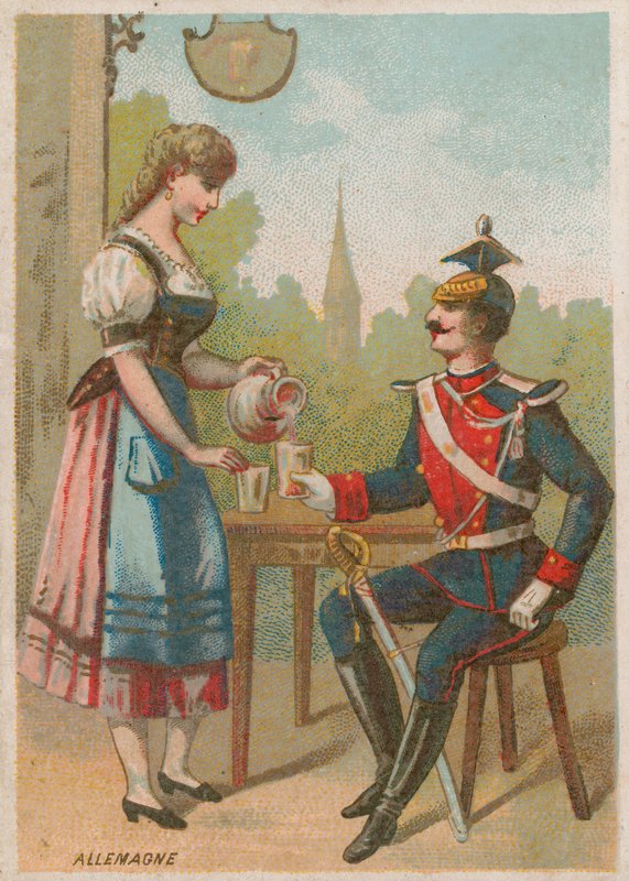 Kelnerka nalewa drinka żołnierzowi, Niemcy autorstwa French School