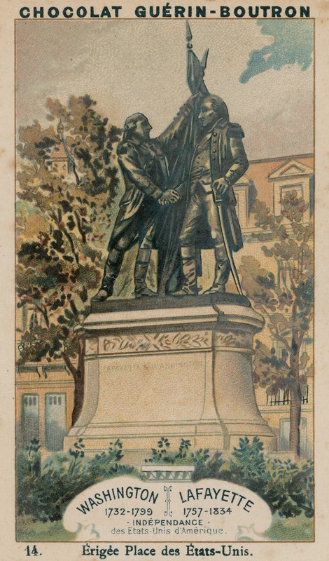 Waszyngton, 1732-1799, Lafayette, 1757-1834, Niepodległość Stanów Zjednoczonych Ameryki, Erected Place des Etats-Unis autorstwa French School