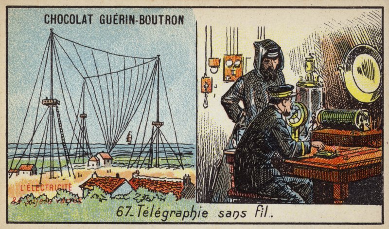Telegrafia bezprzewodowa (chromolitho) autorstwa French School