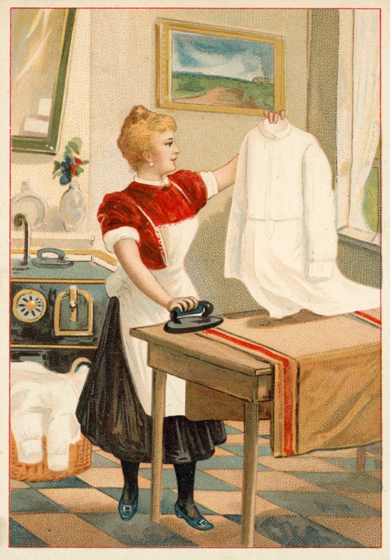 Prasowanie damskie (chromolitho) autorstwa French School