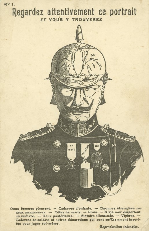 Pocztówka antyniemiecka z I wojny światowej (lito) autorstwa French School