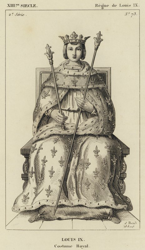 XIII wiek, panowanie Ludwika IX, Ludwika IX, Strój Królewski (Grawerowanie) autorstwa French School