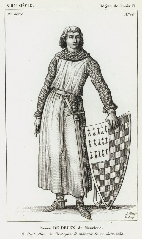 XIII w., panowanie Ludwika IX, Piotra de Druex, dit Mauclere, był księciem Bretanii; zmarł 22 czerwca 1250 r. (rycina) autorstwa French School