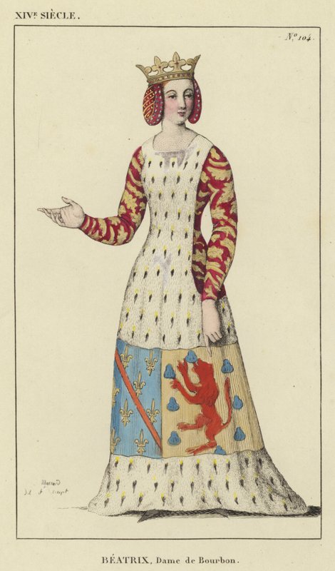 XIV wiek, Beatrix, Pani Burbonów (kolorowa rycina) autorstwa French School