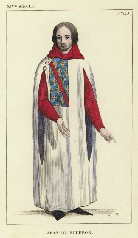 XIV wiek, Jean de Bourbon (kolorowa grawerunek) autorstwa French School