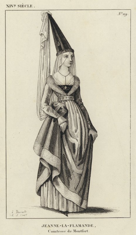 XIV wiek, Jeanne-la-Flamande, hrabina Montfort (rycina) autorstwa French School