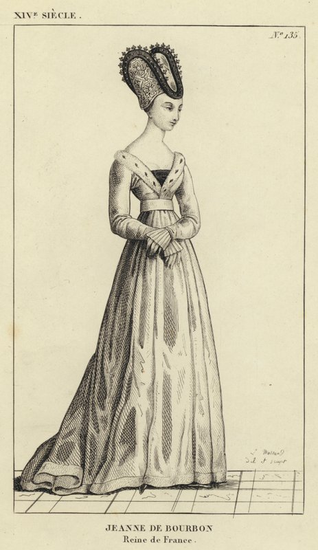 XIV wiek, Jeanne de Bourbon, królowa Francji (rycina) autorstwa French School