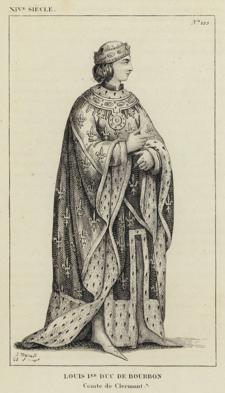 XIV wiek, Ludwik I książę Burbon, hrabia Clermont (rycina) autorstwa French School