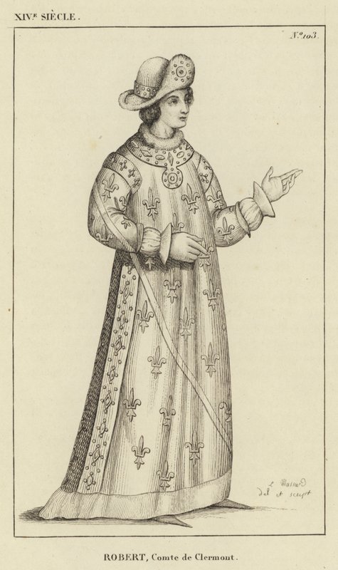 XIV wiek, Robert, hrabia Clermont (rycina) autorstwa French School