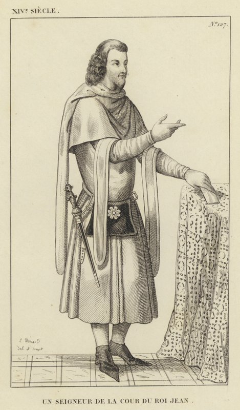 XIV wiek, Pan na dworze króla Jana (rycina) autorstwa French School