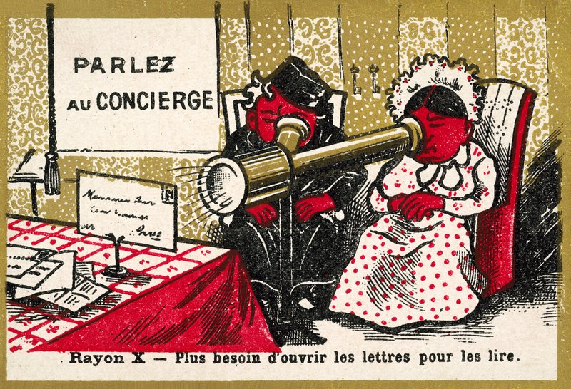 Promienie rentgenowskie - nie trzeba już otwierać listów, aby je przeczytać (chromolitho) autorstwa French School