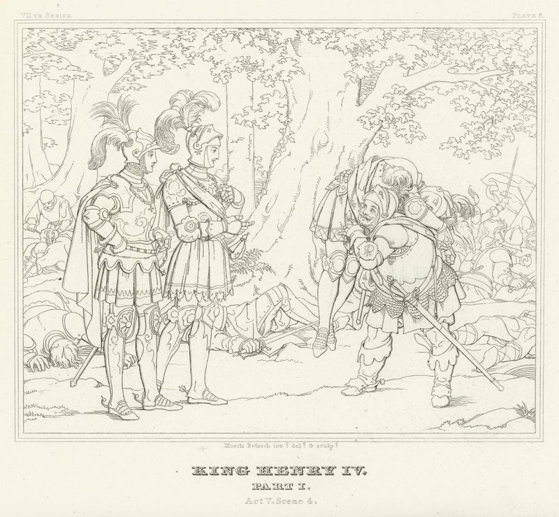 Król Henryk IV, część I, akt V, scena 4 (rycina) autorstwa Friedrich August Moritz Retzsch