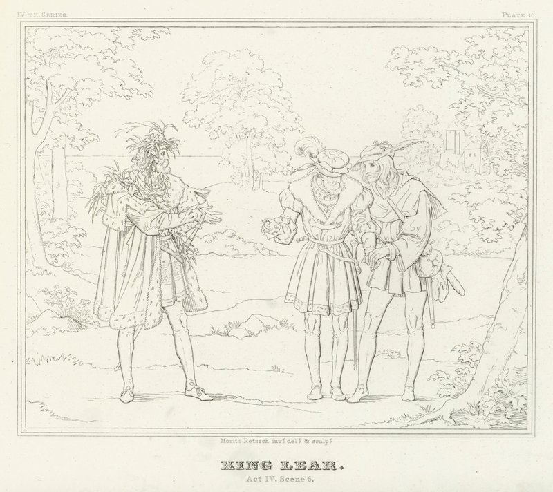 Król Lear, akt IV, scena 6 (rycina) autorstwa Friedrich August Moritz Retzsch