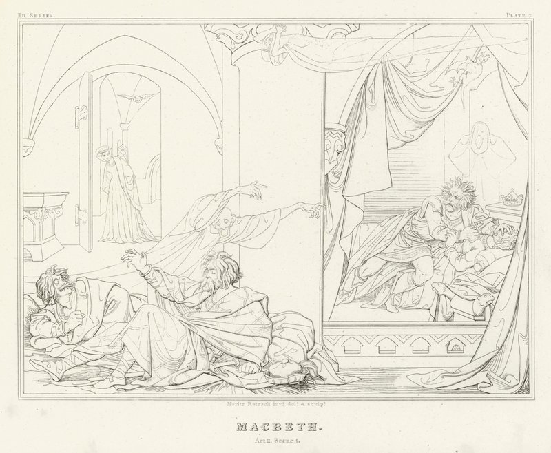 Makbet, akt II, scena 1 (rycina) autorstwa Friedrich August Moritz Retzsch