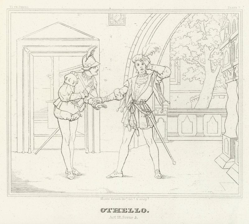 Otello, akt III, scena 3 (rycina) autorstwa Friedrich August Moritz Retzsch