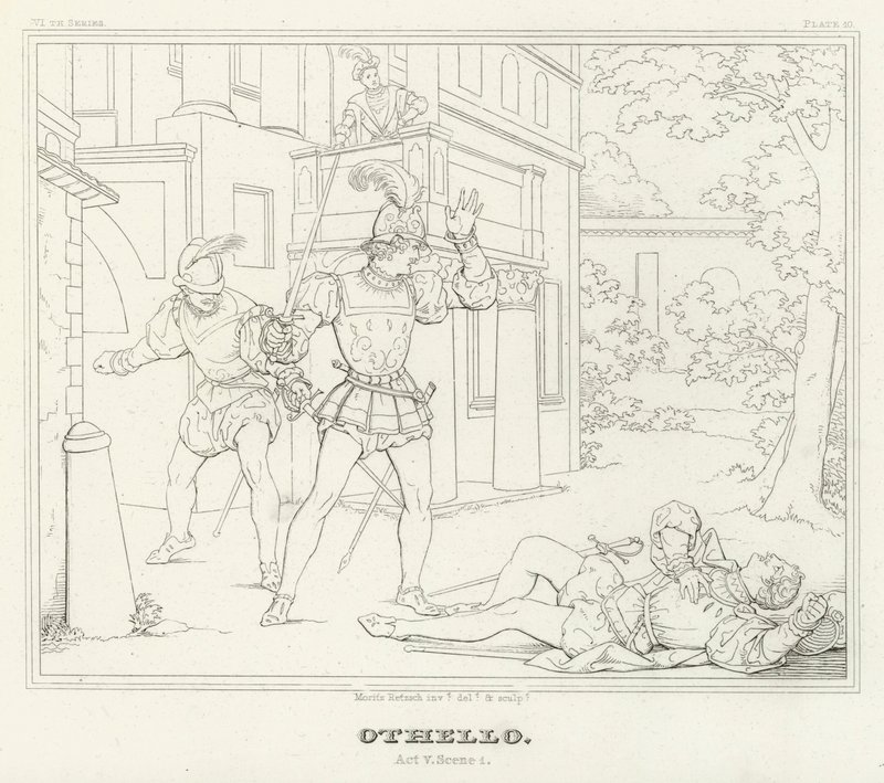 Otello, akt V, scena 1 (rycina) autorstwa Friedrich August Moritz Retzsch
