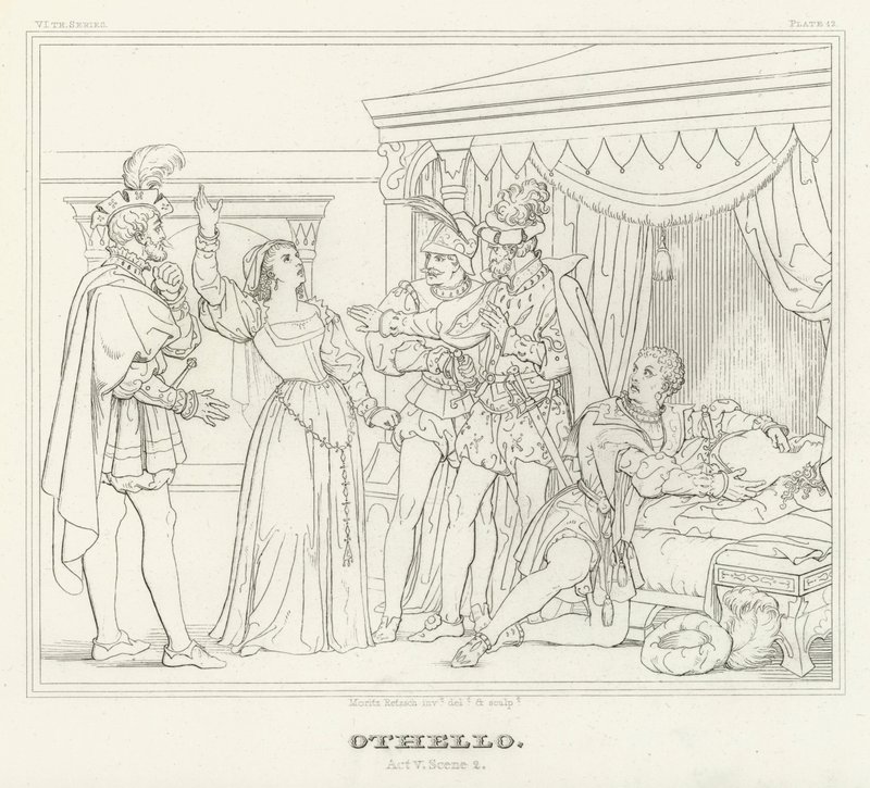 Otello, akt V, scena 2 (rycina) autorstwa Friedrich August Moritz Retzsch