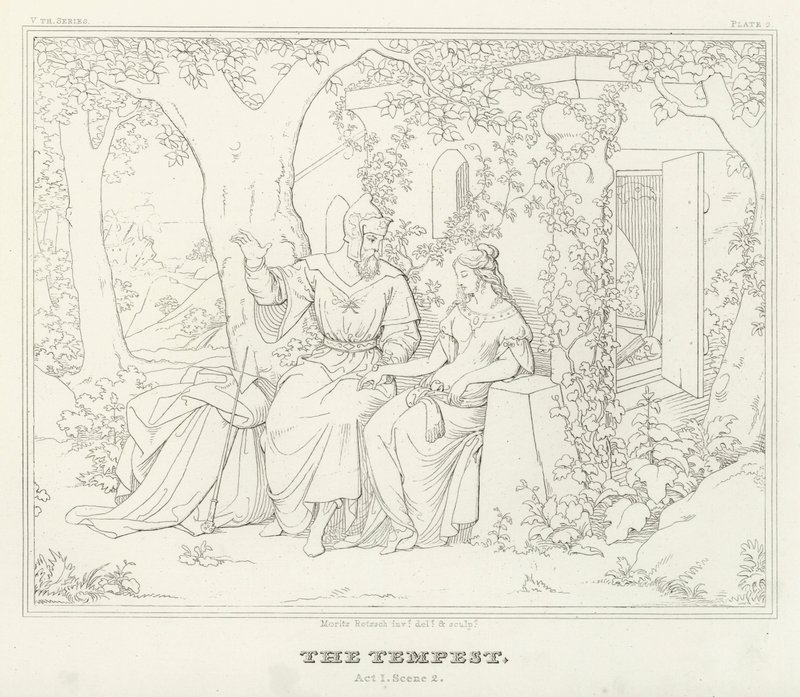 Burza, akt I, scena 2 (rycina) autorstwa Friedrich August Moritz Retzsch