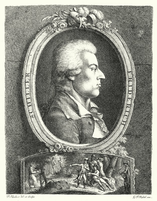Friedrich Schiller, niemiecki poeta, dramaturg i filozof (grafika) autorstwa Friedrich Kirschner