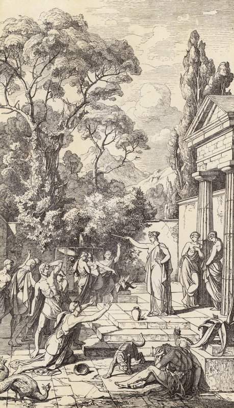 Circe pracująca nad swoją magią (grawerunek) autorstwa Friedrich the Elder Preller