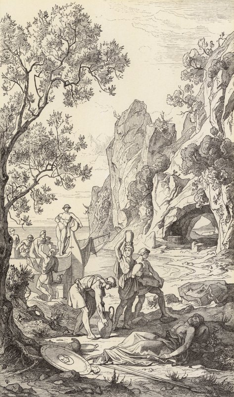 Powrót Odyseusza do Itaki (rycina) autorstwa Friedrich the Elder Preller