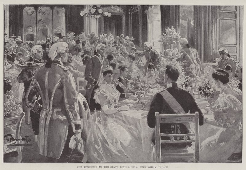Śniadanie w państwowej jadalni, Pałac Buckingham autorstwa G.S. Amato