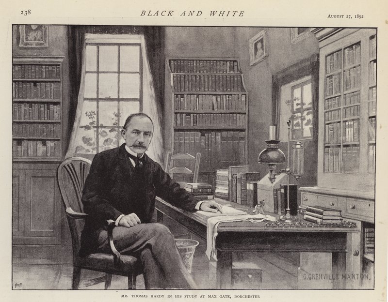 Thomas Hardy w swoim gabinecie w Max Gate, Dorchester (lito) autorstwa G. Grenville Manton