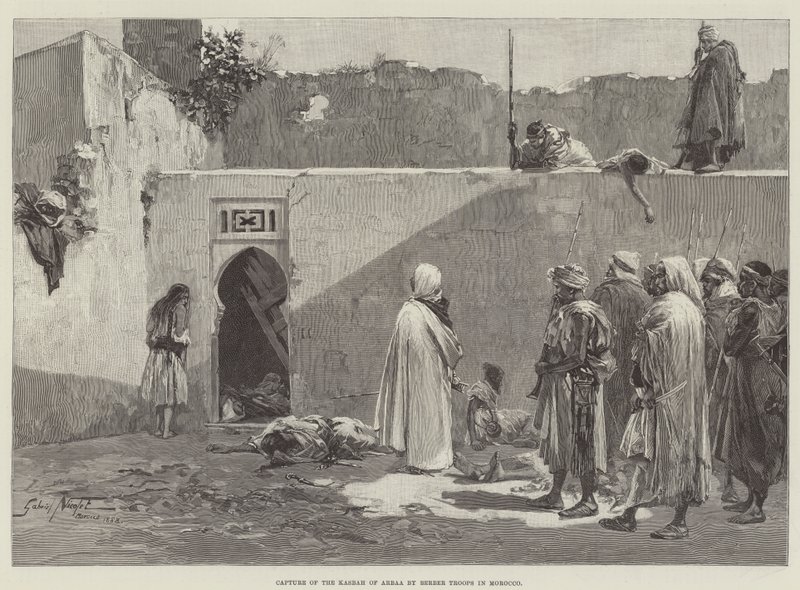Zdobycie Kasbah of Arbaa przez wojska berberyjskie w Maroku autorstwa Gabriel Nicolet