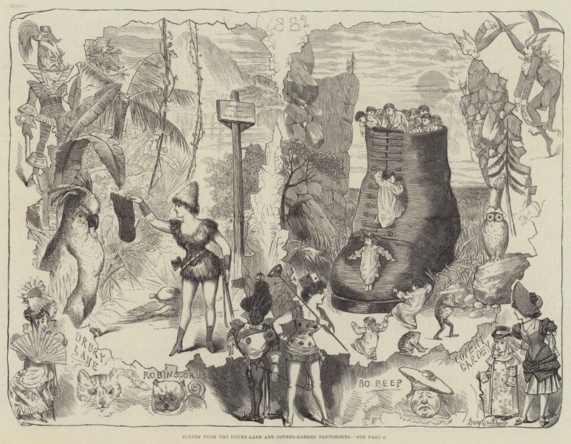 Sceny z pantomim Drury-Lane i Covent-Garden autorstwa George Cruikshank