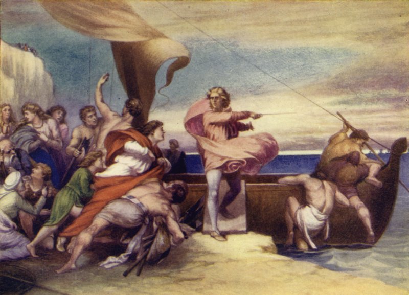 Alfred podżegający Sasów do stawiania oporu Duńczykom autorstwa George Frederick Watts