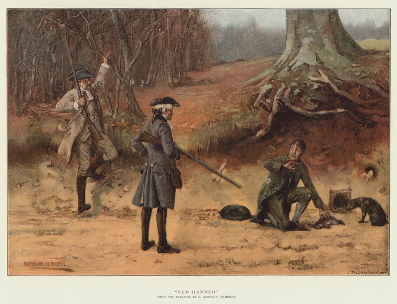 Na gorącym uczynku (chromolitho) autorstwa George Goodwin Kilburne